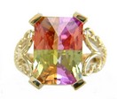 LDS E/C RAINBOW COLOR LUCKY CZ RING