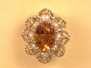 LDS OV CITRINE CENTER & PEARL SOLID