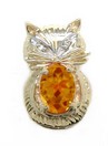 LDS CAT SLIDE W/OV CITRINE & 2 DIA E