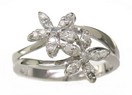 LDS RING W/2 DIAMOND FLOWERS