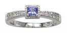 LADIES SQ TANZANITE& DIAMOND RING