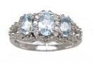 LADIES DIAMOND &  OVAL AQUA RING