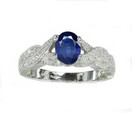 LDS OV SAPPHIRE & DIAMOND RING