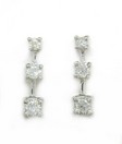 LDS 1/4 CT 3 STONE DROP EARRINGS