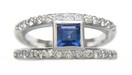 LDS SQ SAPPHIRE & DIAMOND RING