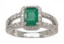 LDS EMERALD & DIAMOND RING   0.74CT