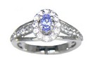 LDS WHITE SAPPHIRE & OVAL TANZANITE