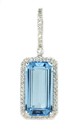 LDS E/C BLUE TOPAZ & DIAMOND PENDANT