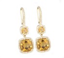 LDS ANT CUSH CITRINE & DIAMOND EARRI