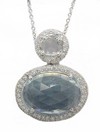 LDS OV C/B BLUE TOPAZ & DIA PEND ON