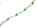 LDS OV EMERALD & DIA TWO TONE BRACEL