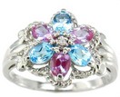 LDS BLUE TOPAZ & CAL FLOWER RING W/D