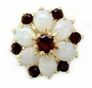 SOLID BACK OPAL AND GARNET FLOWER SL