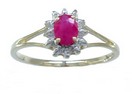 LDS OVAL RUBY & 2 DIA RING