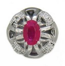 OVAL RUBY AND DIAMOND SOLID BACK SLI