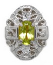 OVAL PERIDOT AND DIA SOLID BACK SLID