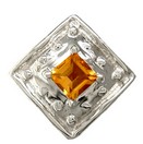 SOLID BACK SQ CITRINE SLIDE W/ BEAD