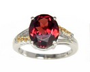 LDS OV GARNET & CITRINE RING W/2 DIA