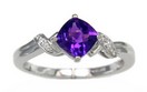 LDS ANT CUSH AMETHYST & DIAMOND RING