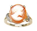 LDS CAMEO & DIAMONDS RING