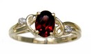 LDS OVAL GARNET & DIAMOND RING