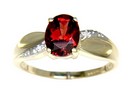 LADIES OVAL GARNET & DIAMONDS RING