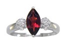 LDS MQ GARNET & DIAMOND RING