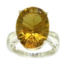 LDS LARGE OV HONEY CITRINE SILVER RI