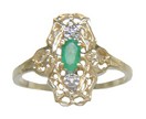 LDS OV EMERALD & DIAMOND RING