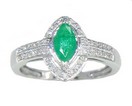 LDS MQ EMERALD & DIAMOND RING