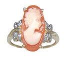 LDS OV CAMEO & DIAMOND RING