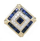 SQUARE DIA & SAPP SLIDE W/GOLD CORNE