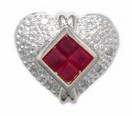 DIAMOND HEART SLIDE W/ANGLED RUBY CE