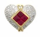 DIAMOND HEART SLIDE W/ANGLED RUBY CE