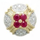 ROUND RUBY SLIDE W/GOLD CRISSCROSS D