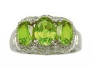 LDS 3 STONE PERIDOT AND DIA RING-COM