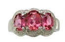 LDS 3 STONE PINK TOURM & DIA RING-CO