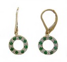 LDS EMERALD & DIAMOND CIRCLE EAR ON