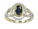 LDS OVAL SAPPHIRE & DIAMOND RING