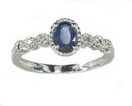 LDS OVAL SAPPHIRE & DIAMOND RING