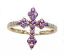 LDS AMETHYST CROSS & DIAMOND  RING