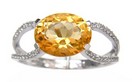 LDS OV CITRINE & DIAMOND RING