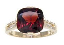 LDS ANT CUSH GARNET & DIAMOND RING