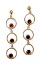 LDS 3 CIRCLE EARRINGS W/RD GARNET