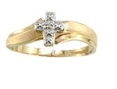 LDS SMALL CROSS RING W/1 DIA & SATIN