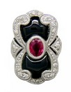 LDS BEZEL RUBY & DIAMOND SLIDE W/ONY