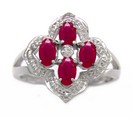 LDS 4 OVAL RUBY RING W/ANTIQUE DESIG