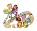 LDS P/S MULTI SEMI FLOWER RING W/DIA