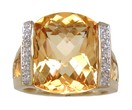 LDS 1/2 BEZ C/B CITRINE RING W/SHADE