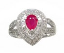 LDS P/S RUBY RING WITH BAGUETTES & R